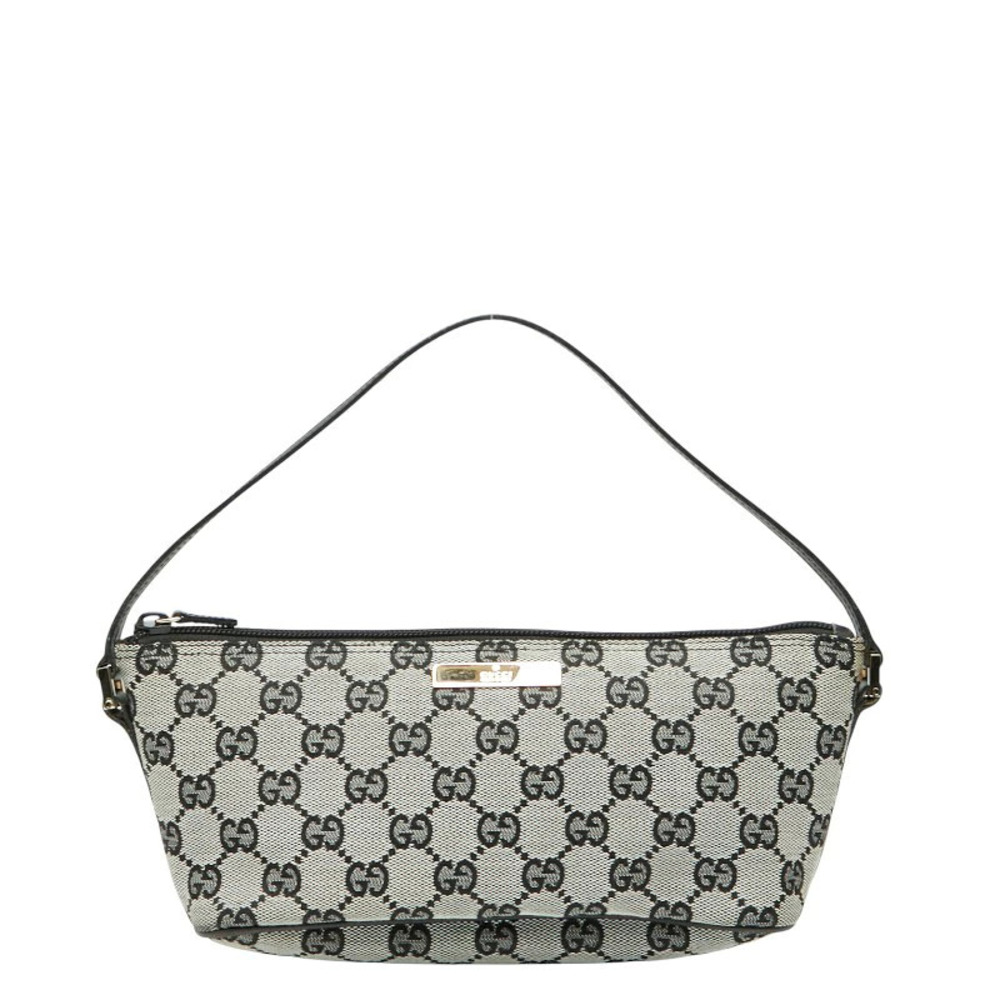 Gucci GG Canvas Handbag Accessory Clutch Navy Blue Leather